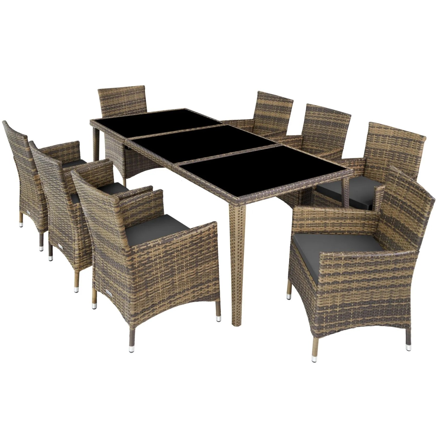 Tectake Aluminium Rattan Sitzgruppe Menorca Wetterfest und Uv Beständig 2 Bezugssets  59 x 57 x 86 cm Natur