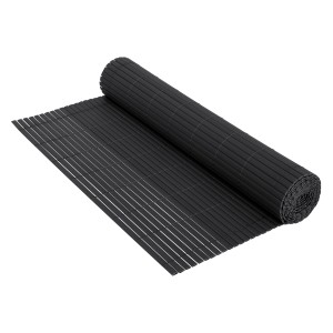 Anthrazitfarbene PVC Sichtschutzmatte (140x300cm) als Wind- und Sichtschutzzaun.