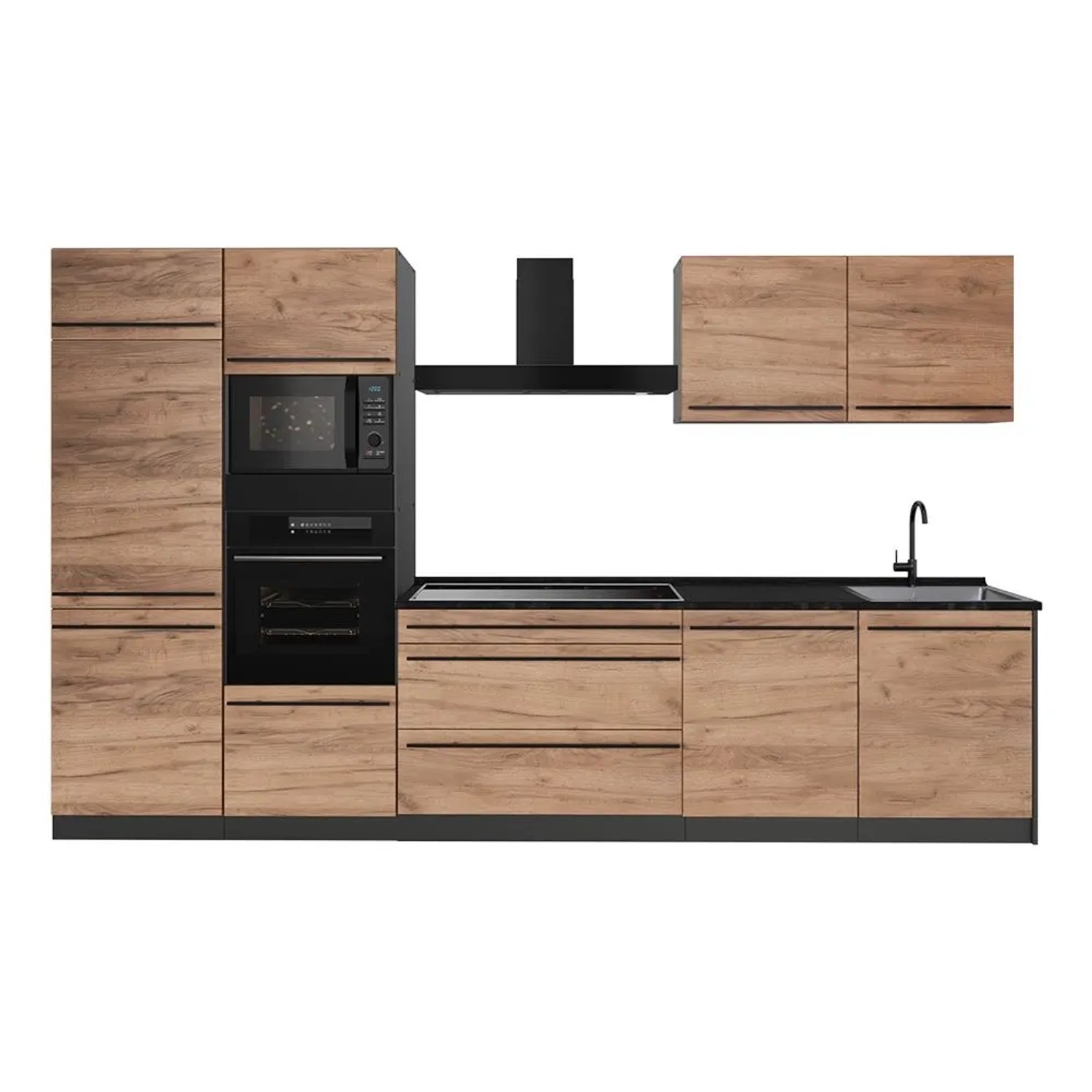 Vicco Küchenzeile R-Line Goldkraft Eiche/Anthrazit 340 x 207 Arbeitsplatte Anthrazit Art Nr 65914