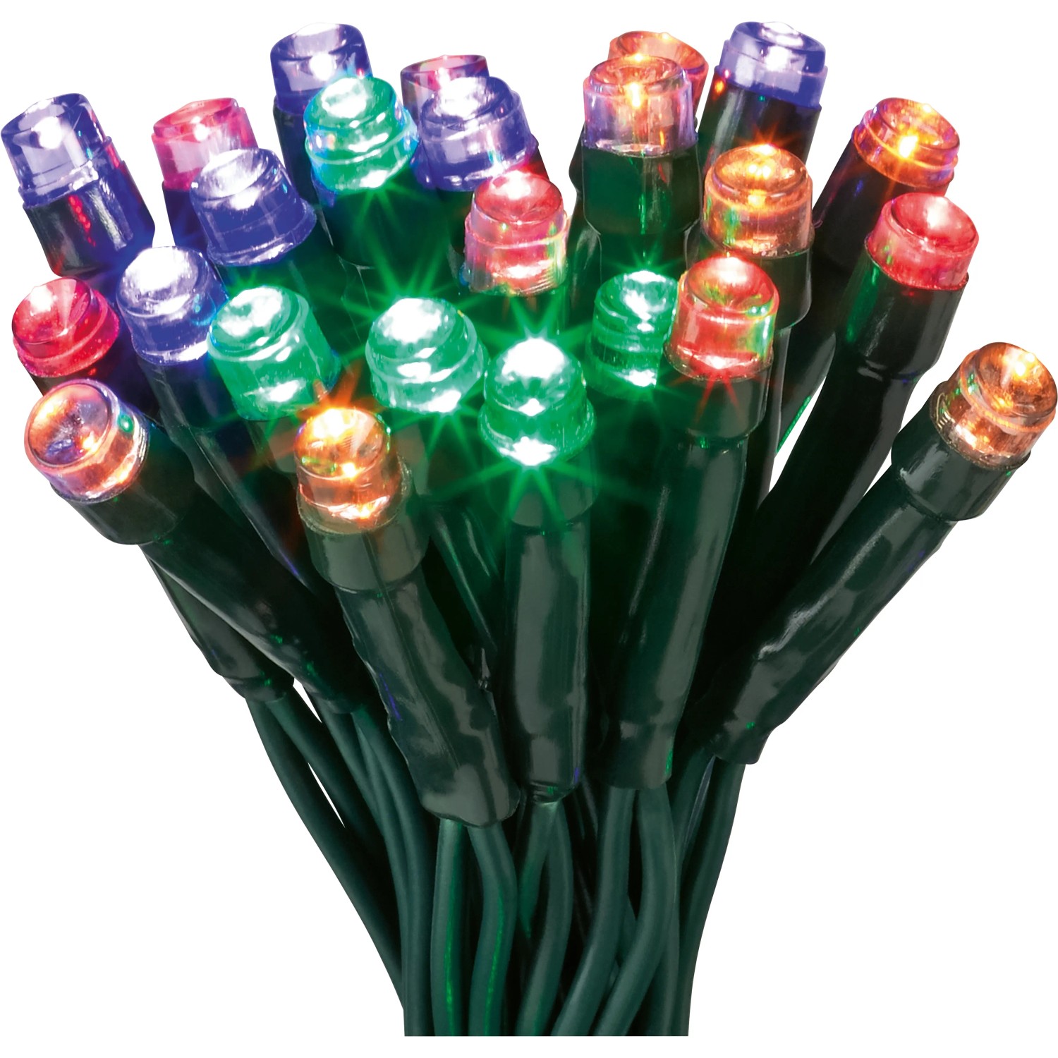 LED-Lichterkette 140 bunte LEDs grünes Kabel innen und außen