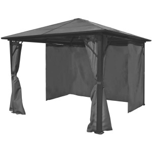 Anthrazitfarbener vidaXL Pavillon 300x300 cm mit Vorhängen für Garten & Terrasse.