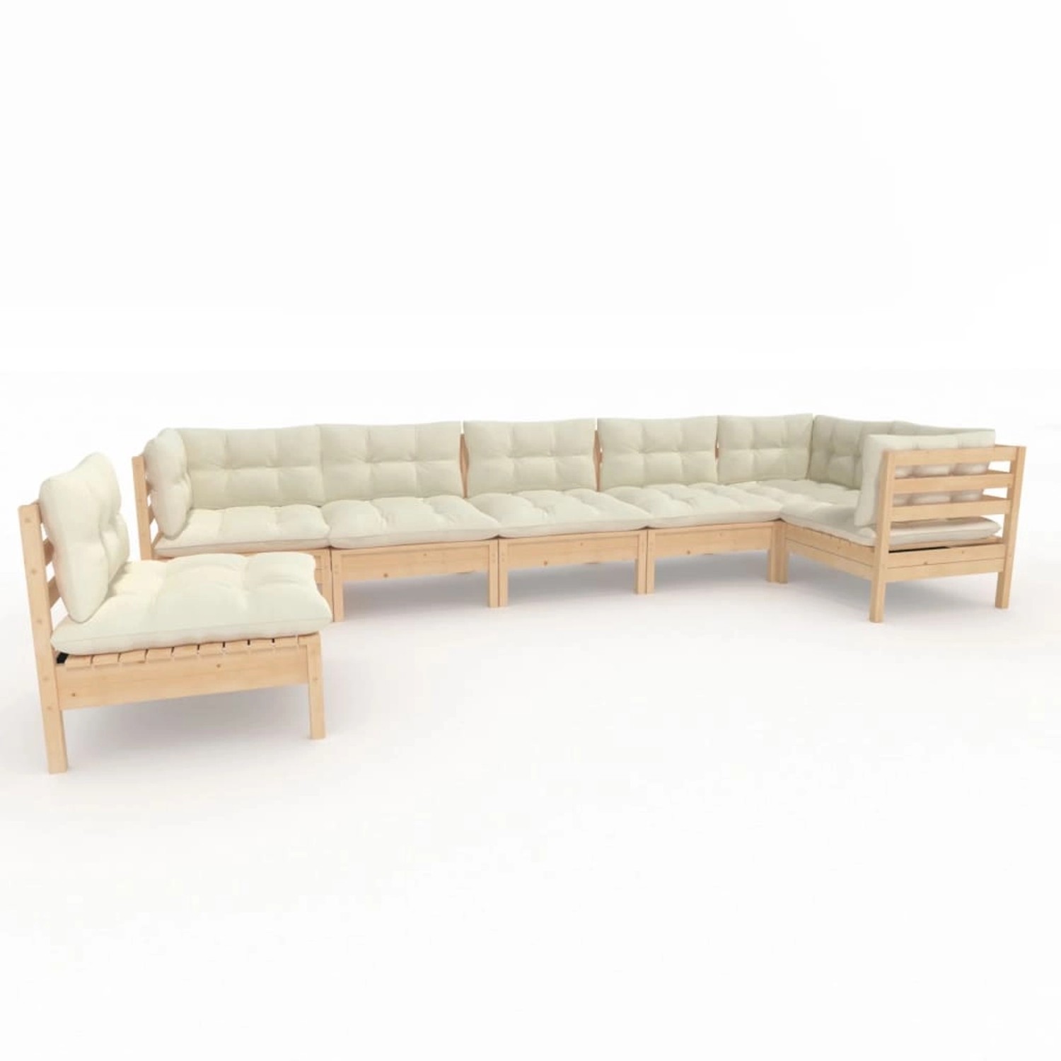 vidaXL 7-tlg Garten-Lounge-Set mit Creme Kissen Kiefernholz Modell 8