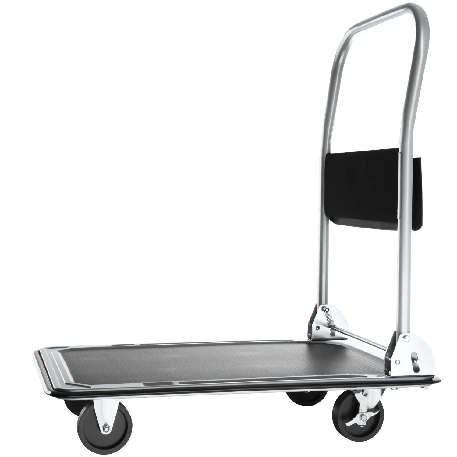 Tectake Plattformwagen  Klappbarer Handgriff Mit Aufbewahrungsfach 2 Block  und 2 Drehrollen  73 x 47 x 83 cm Schwarz