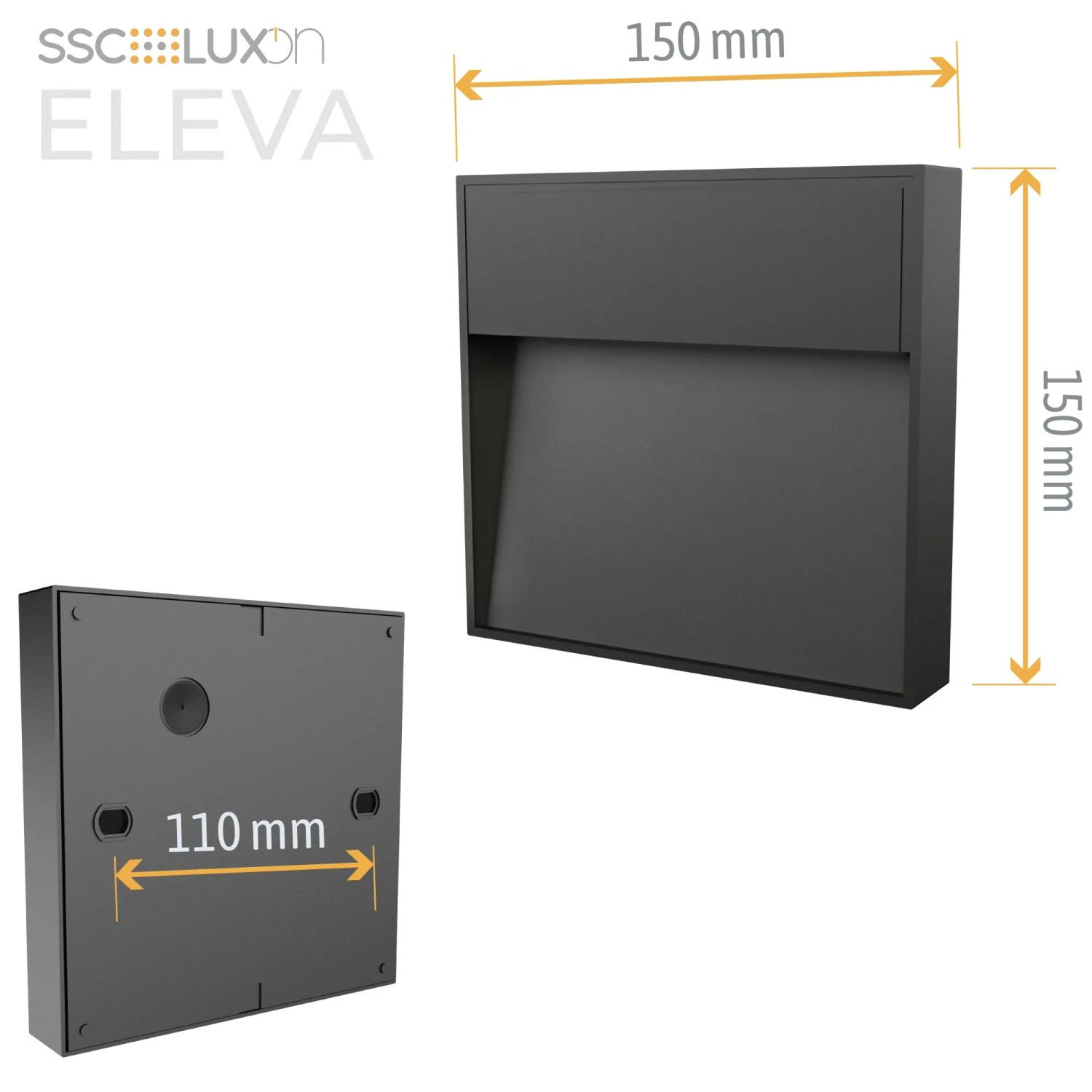 Moderne LED-Treppenhausleuchte – Schwarz, Aluminium, IP54, 3W, 60 Lumen, 3000K Warmweiß