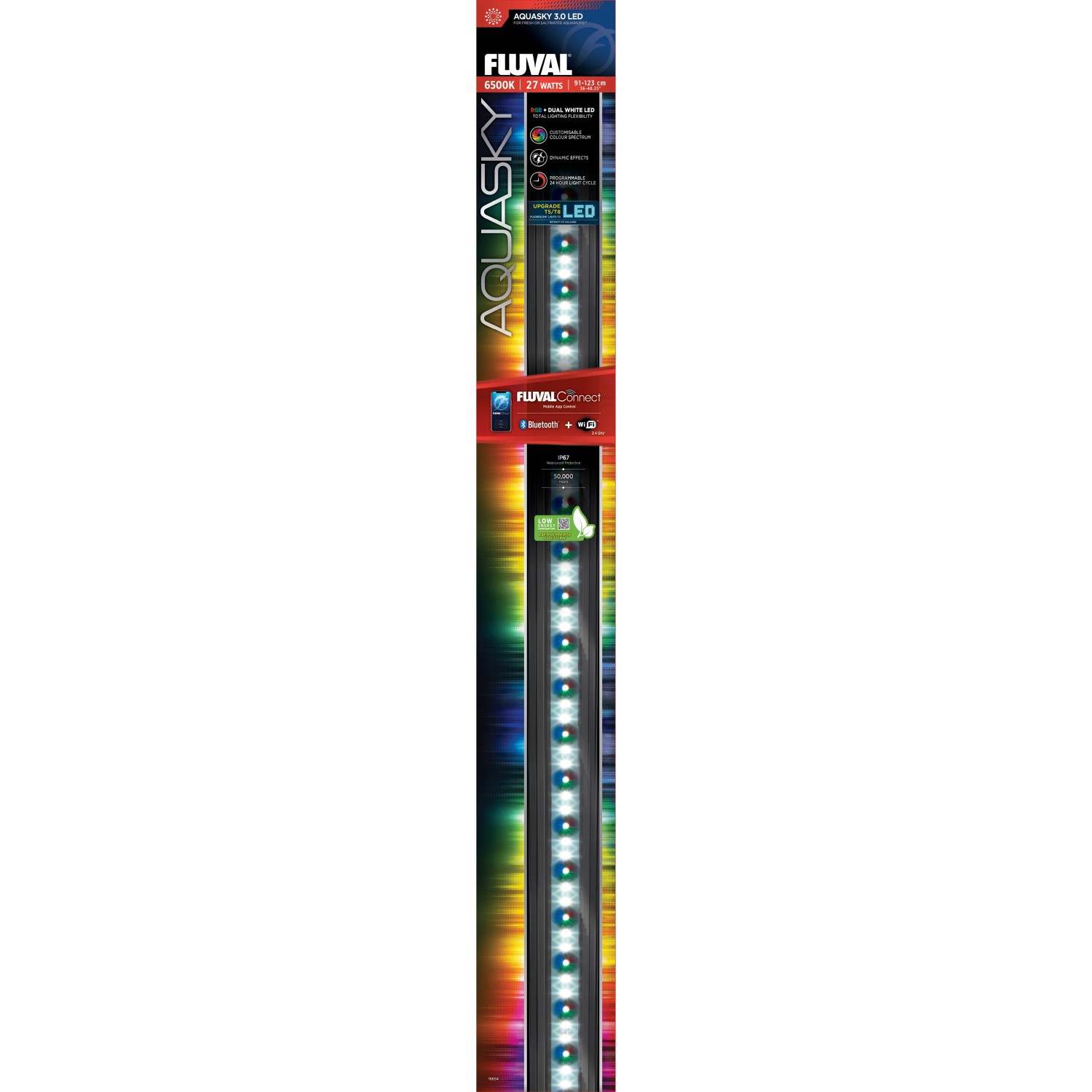 Fluval Strip-LED 3.0-Beleuchtung AquaSky 27 W 2.250,m 91,4 - 122,8 cm 63 LED's