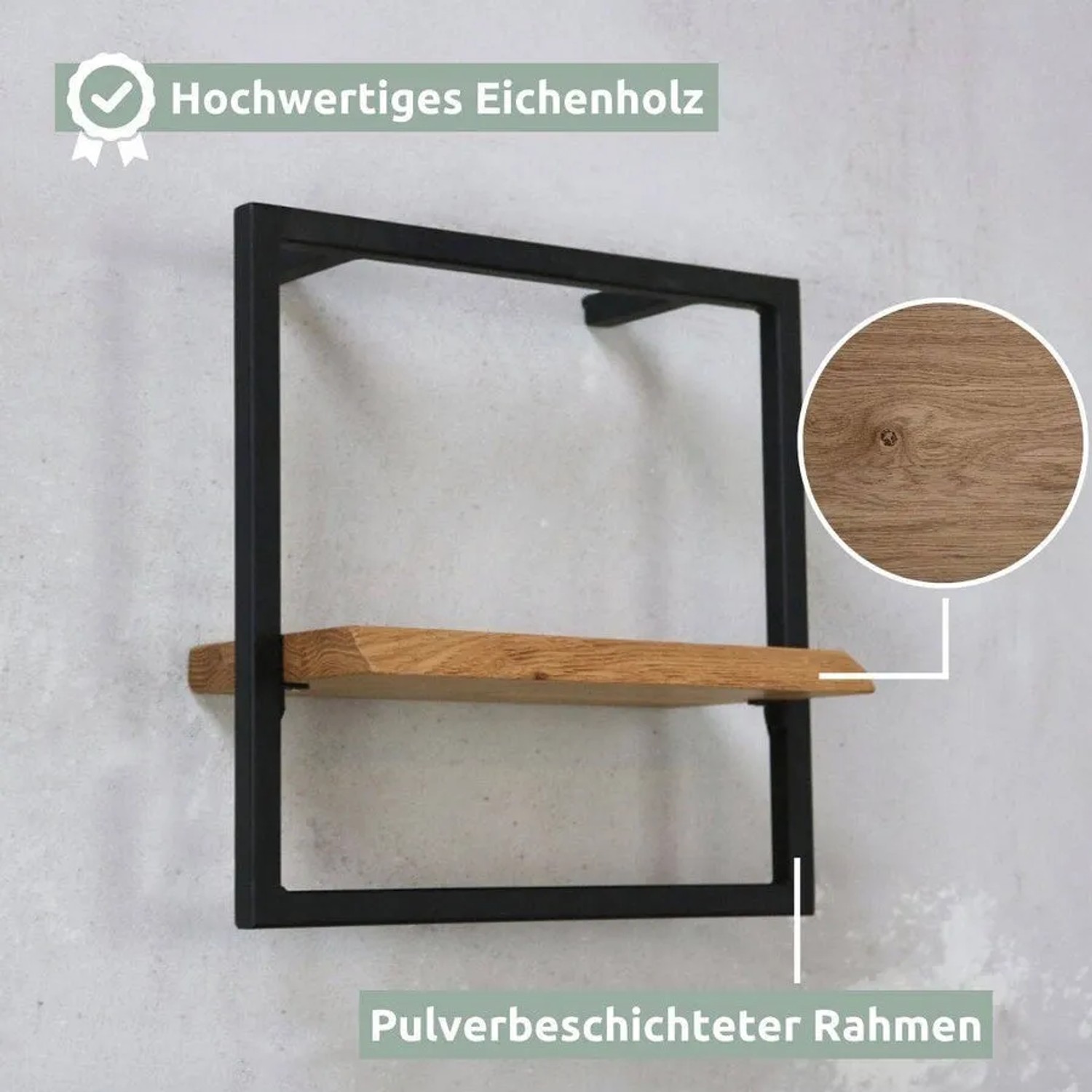 holz4home Wandregal Industrial Holz Metall Baumkante Schwarz kaufen bei OBI