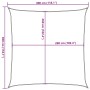 Quadratisches Sonnensegel 3x3m mit Außenmaßen 300x300 cm und Innenmaßen 260x260 cm. Technische Zeichnung.