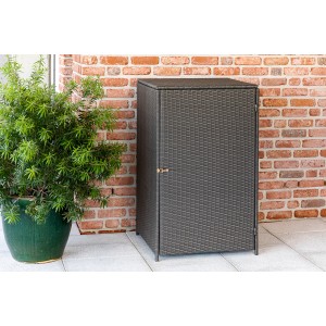 Merxx Mülltonnenabdeckung, 64x64x109 cm, grau, aus Stahl und Kunststoffgeflecht für 80-120 Liter Tonnen.