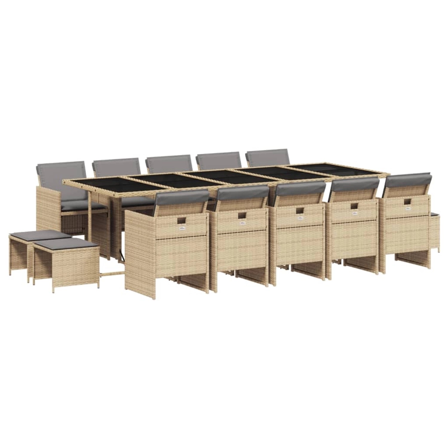 vidaXL 15-Tlg Garten-Essgruppe mit Kissen Beigemischung Poly Rattan 3210636 günstig online kaufen