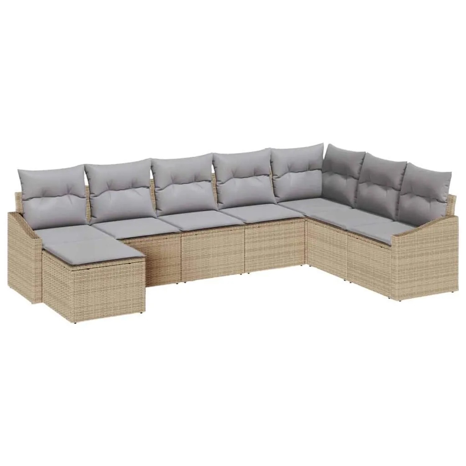 vidaXL Gartensofa-set mit Kissen 8-Tlg Beige und Hellgrau Poly-Rattan 33555 günstig online kaufen