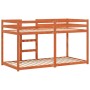 Etagenbett aus Kiefernholz, wachsbraun, 90x190 cm. Platzsparendes Kinderbett mit Leiter.