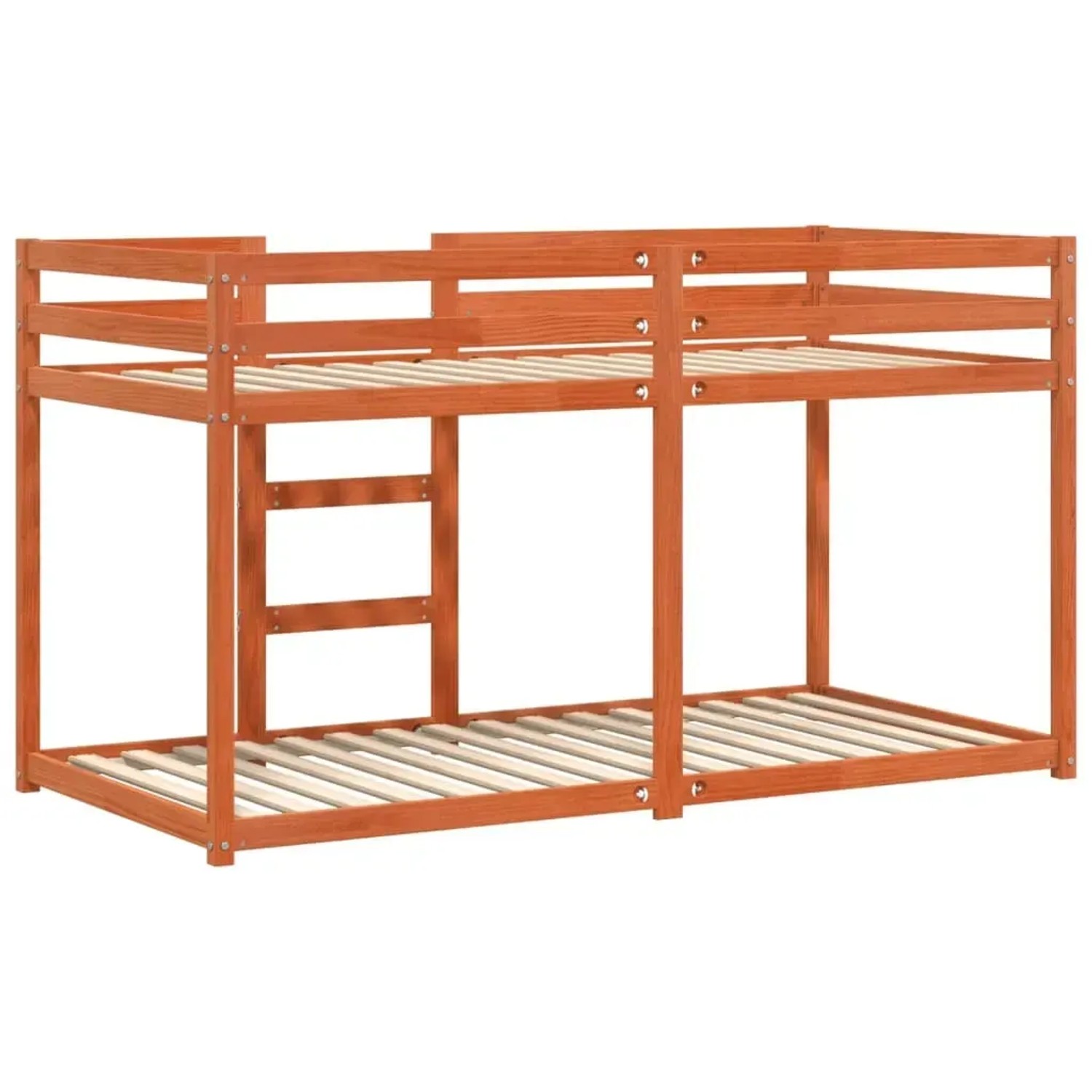 Etagenbett aus Kiefernholz, wachsbraun, 90x190 cm. Platzsparendes Kinderbett mit Leiter.