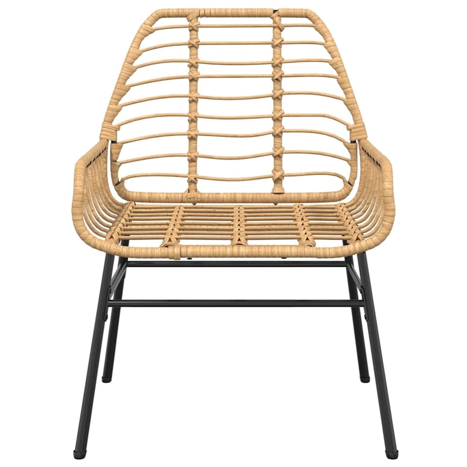 Gartenstuhl aus Poly Rattan mit Armlehne, Teil des 9-teiligen Esszimmersets.