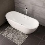 Freistehende, ovale Badewanne ROMA PLUS 2.0 in Weiß Glänzend (165x75cm) mit mittigem Ablauf.