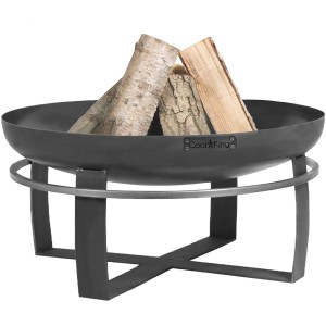 Wilk Feuerschale Viking, Ø 60cm, aus Stahl mit Holzscheiten. Robuste, handgefertigte Feuerstelle für den Garten.