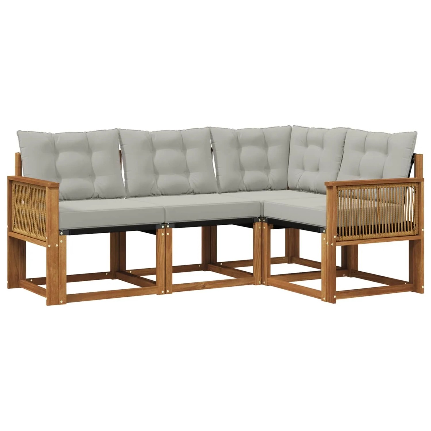 vidaXL Outdoor-Sofagarnitur mit Kissen 4 Stk Natur und Hellgrau 3381923