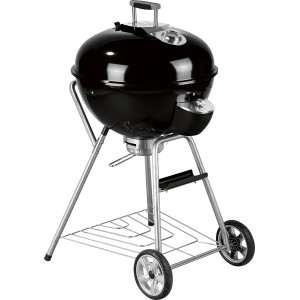 Schwarzer Jamestown Holzkohle-Kugelgrill Bolton mit Deckel, Thermometer und Ablage.