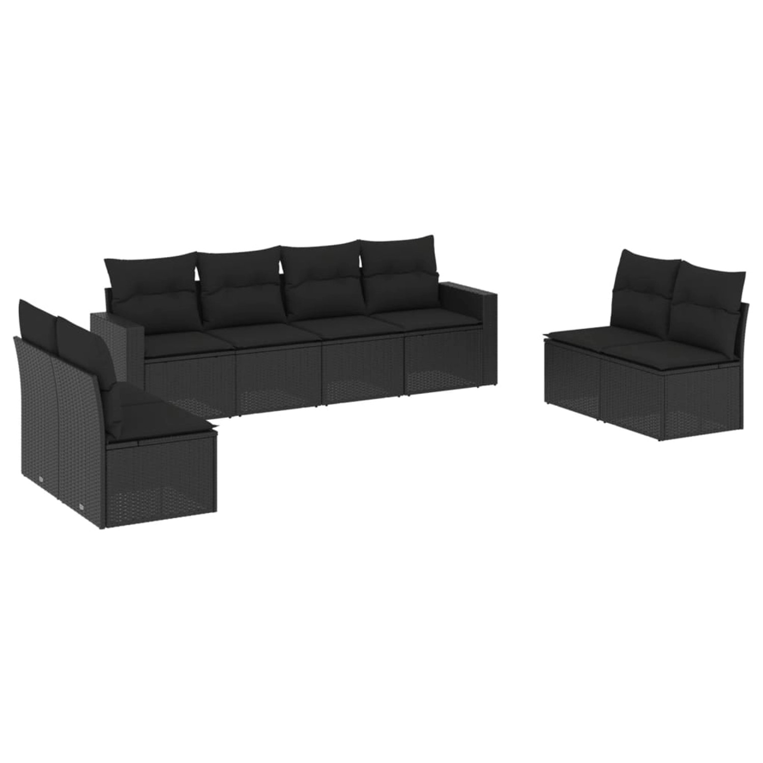 vidaXL 8-Tlg Garten-Sofagarnitur mit Kissen Schwarz Poly Rattan 3218835 günstig online kaufen
