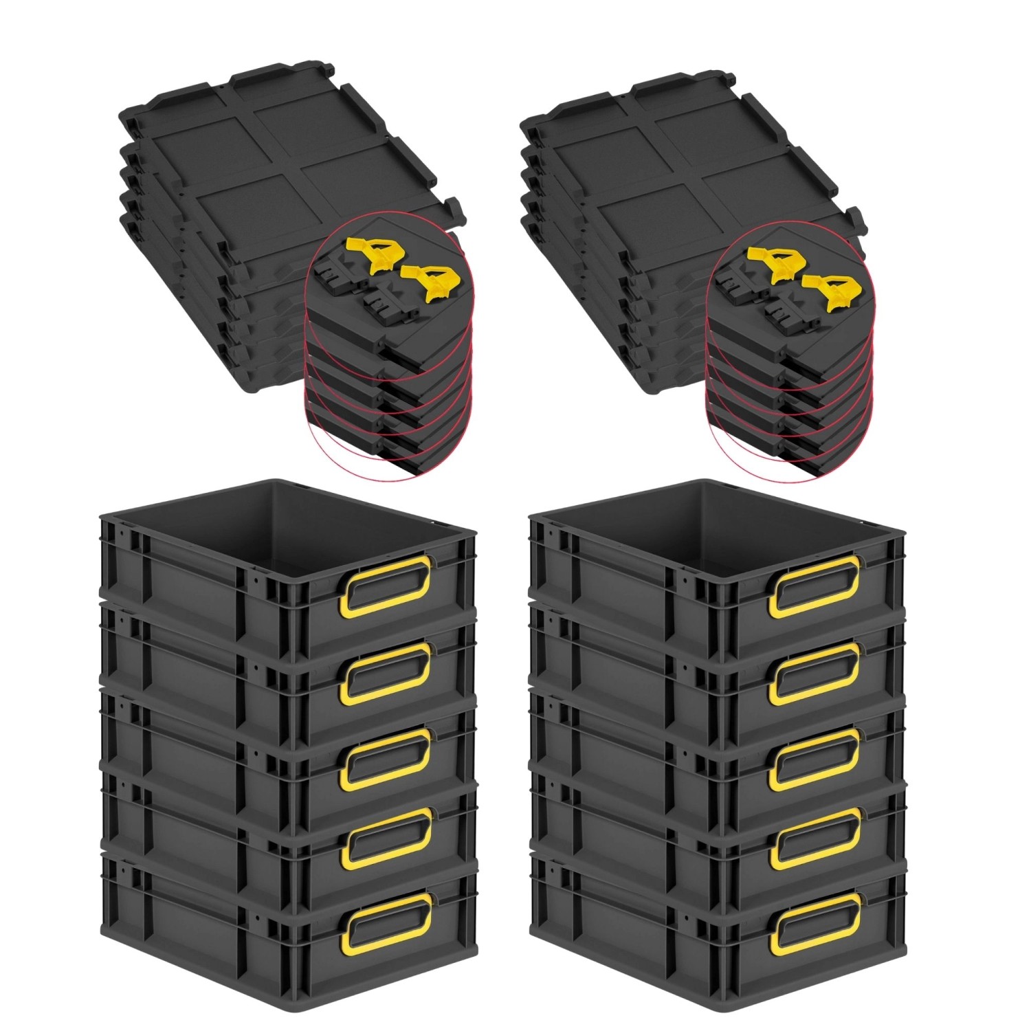 PROREGAL SuperSparSet 10x Eurobox Nextgen Color Mit Scharnierdeckel HxBxT 1 günstig online kaufen