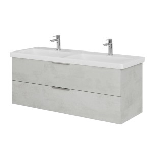 Steinkamp Waschtisch-Set, hellgrau, mit Villeroy & Boch Doppelwaschtisch Subway 3.0, 130 cm.