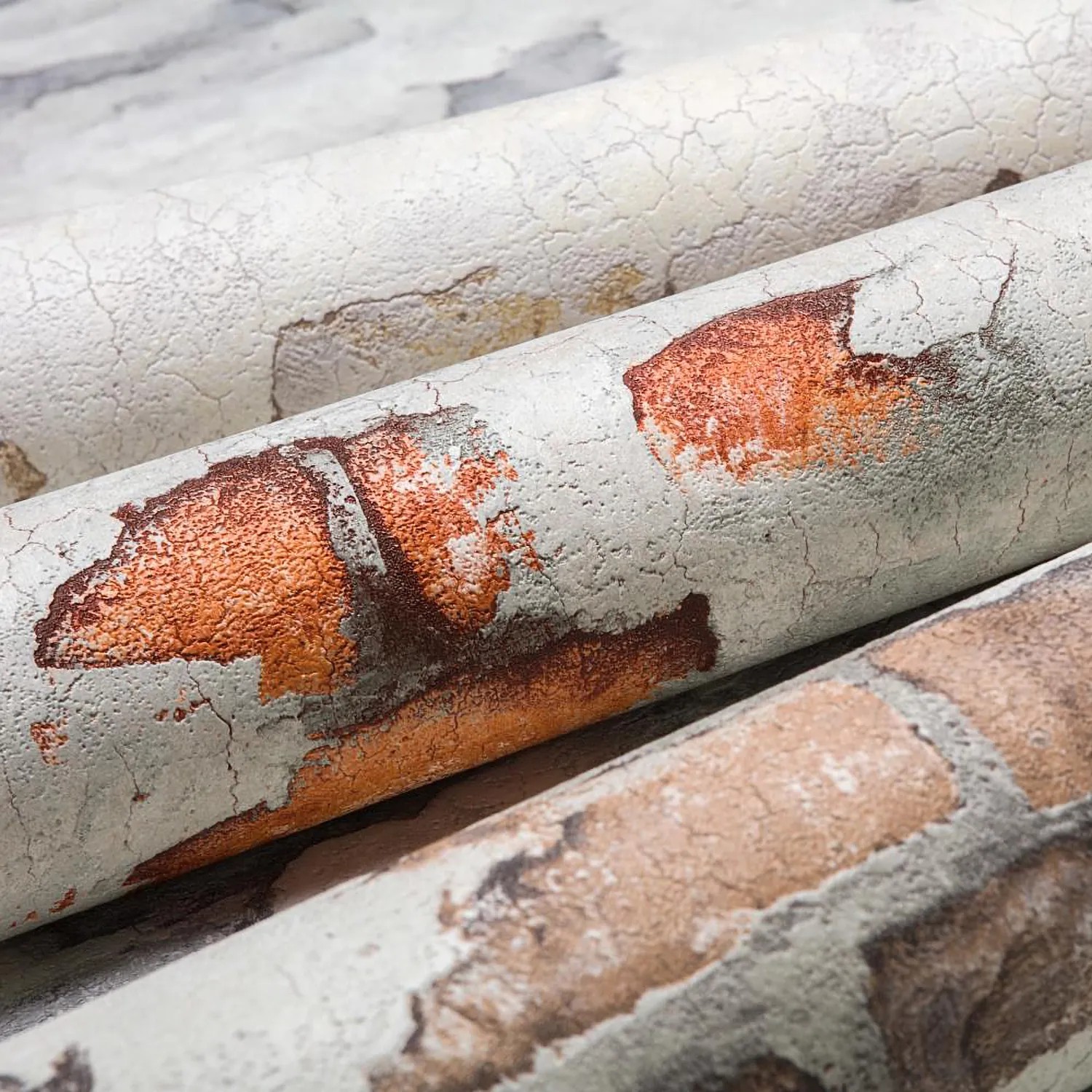 EDEM Vliestapete 819DN56 in Beige, Grau, Braun mit Stein Kacheln in Spachteloptik.