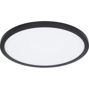 Schwarze, runde LED Deckenleuchte Sapana (Ø 42cm) für Bad und andere Räume.