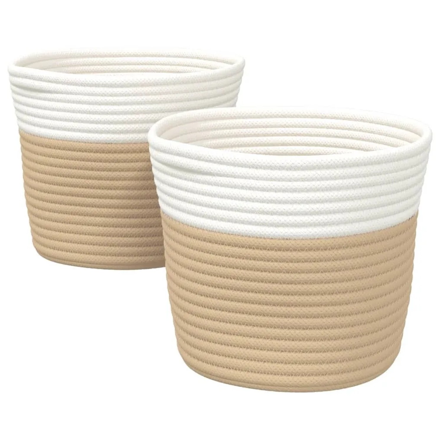 vidaXL Aufbewahrungskörbe 2 Stk Beige und Weiß Ø24x18 cm Baumwolle 358455