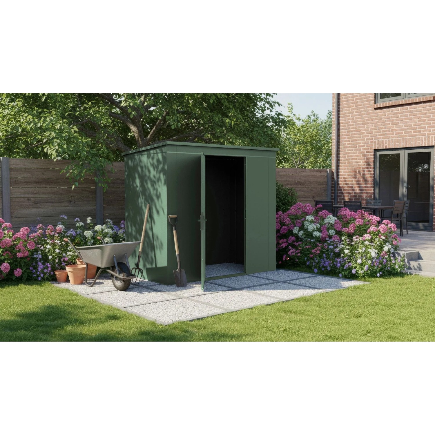 Weka Metall-Gerätehaus Gary 242 cm x 148 cm Grün