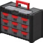 Schwarzer Organiser Multicase Cargo mit 9 Schubladen und rotem Griff für Werkstatt, Büro oder Lager.