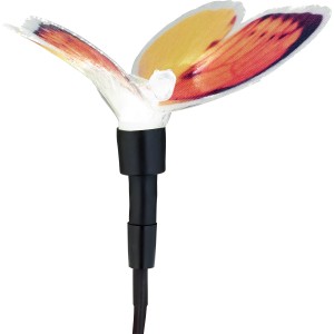 LED-Solarspieß Mongardino mit rotem Schmetterling für Garten-Deko.