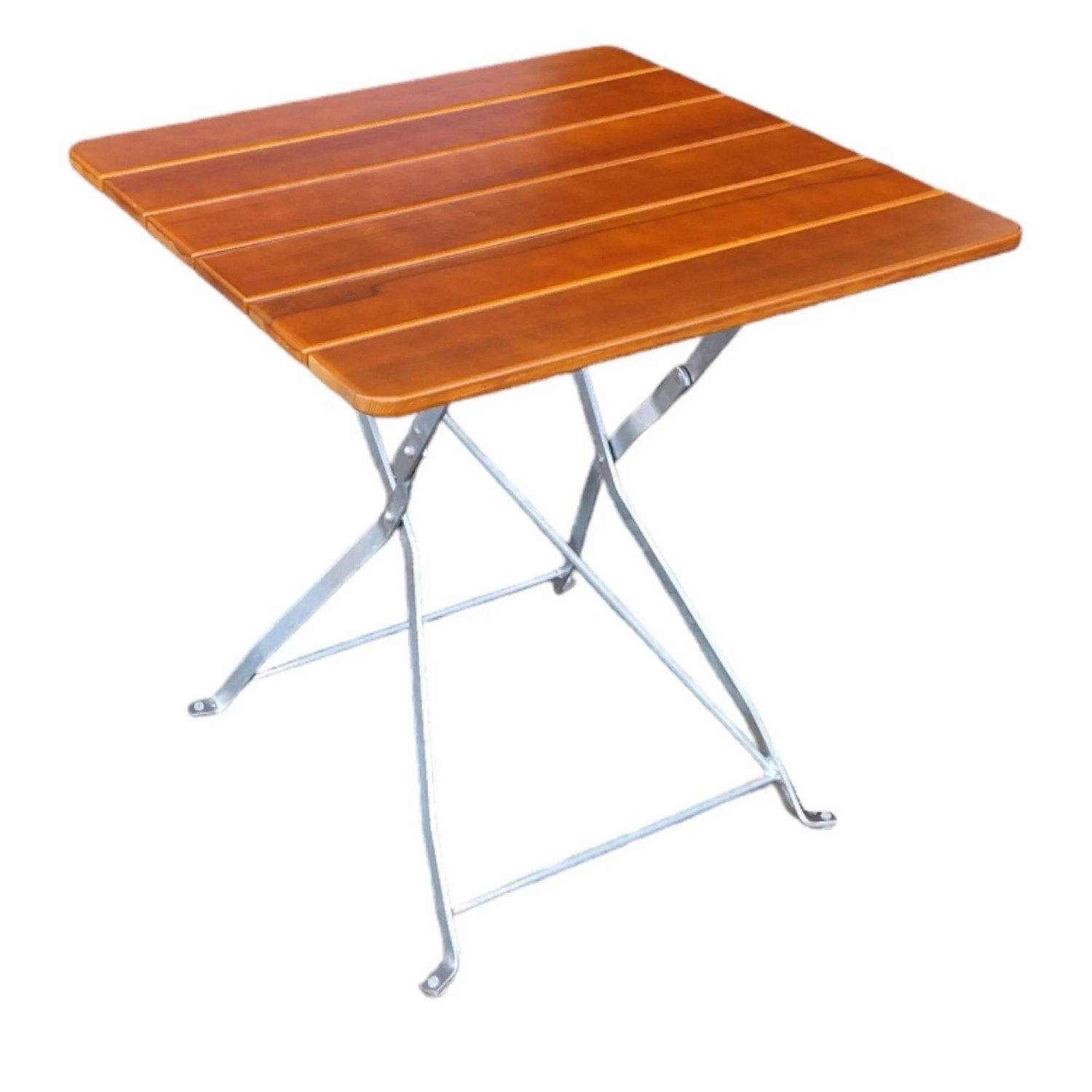 CHEFGASTRO Biergartentisch BERGTAL Made In Germany HxBxT 74x70x70cm Klappbar Wetterfest & UV-beständig Eschenholz Silber/Braun  2 Peronen