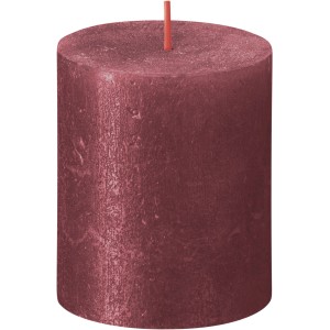 Bolsius Rustik-Kerze Shimmer in Rot, 80/68 mm. Stumpenkerze mit Metallic-Effekt.