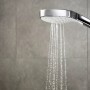 Hansgrohe Croma Select E Vario Handbrause, 3 Strahlarten, Weiß-Chrom, mit Wasserstrahl.