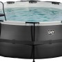 Runder Exit Black Leather Pool ø 427 cm mit Leiter, Sandfilterpumpe und Abdeckung.
