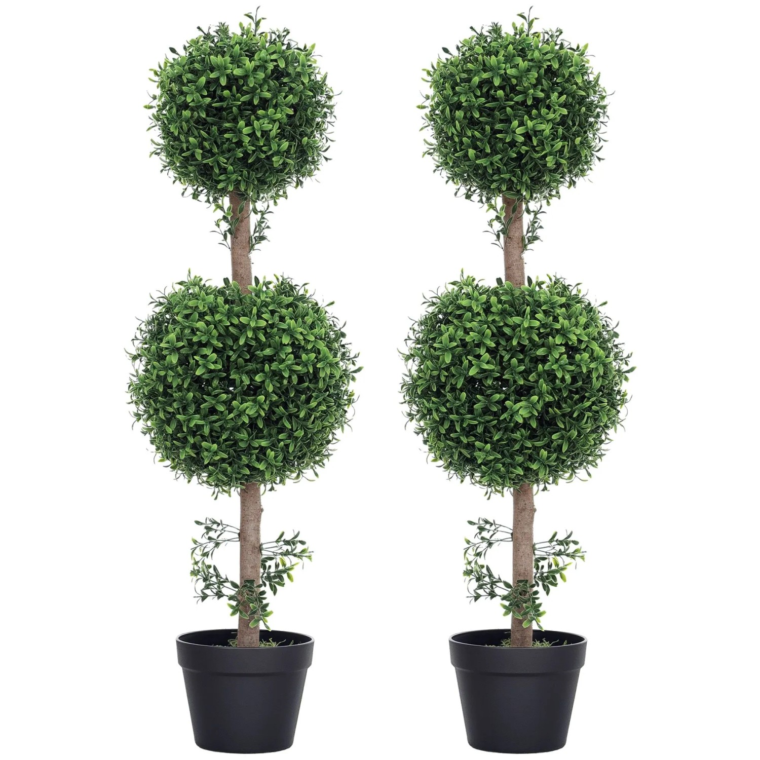HOMCOM Künstlicher Buchsbaum 2er-Set Groß 91,6 cm