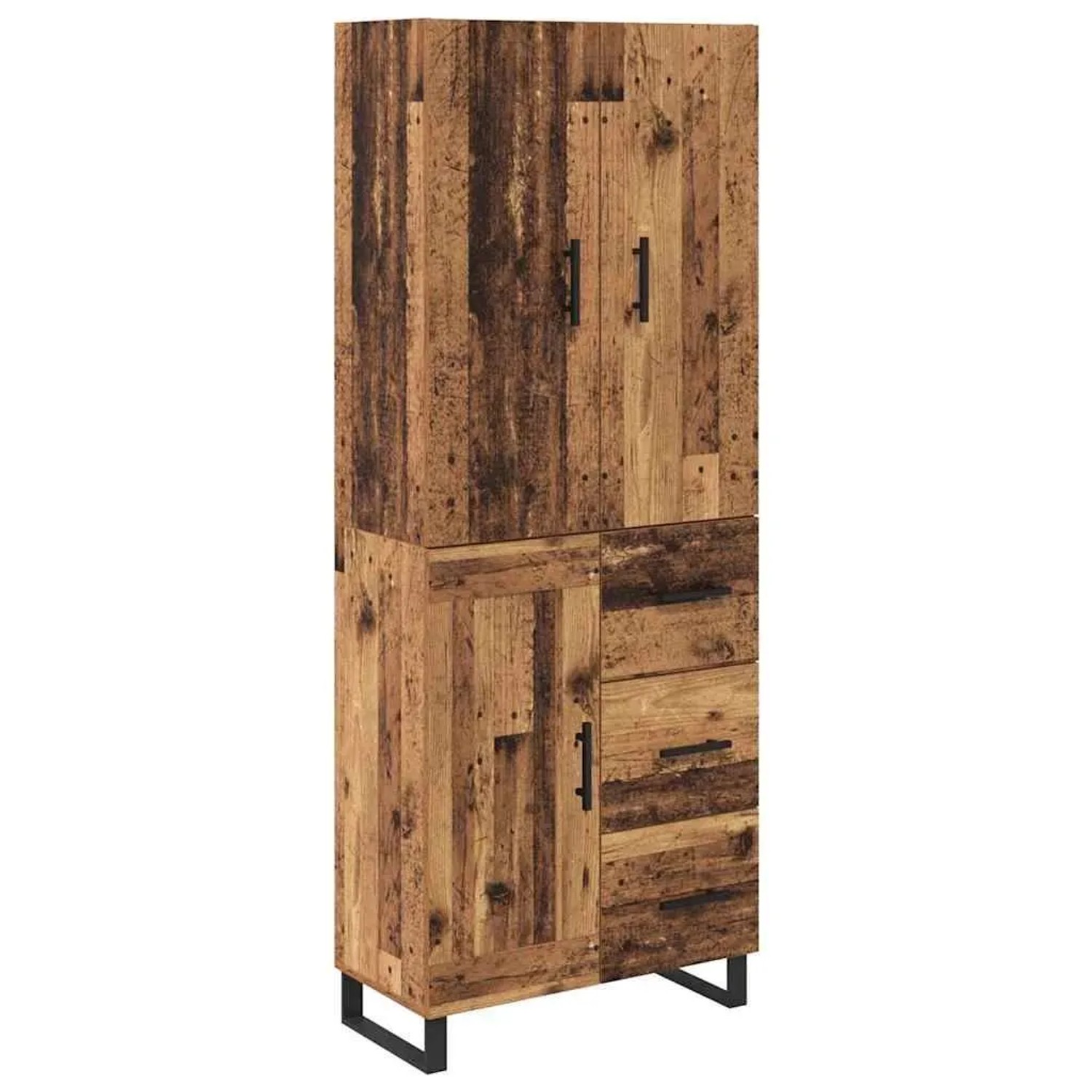 vidaXL Highboard mit Schubladen 2-Tlg Altholz Engineered Wood und Glas 3415 günstig online kaufen