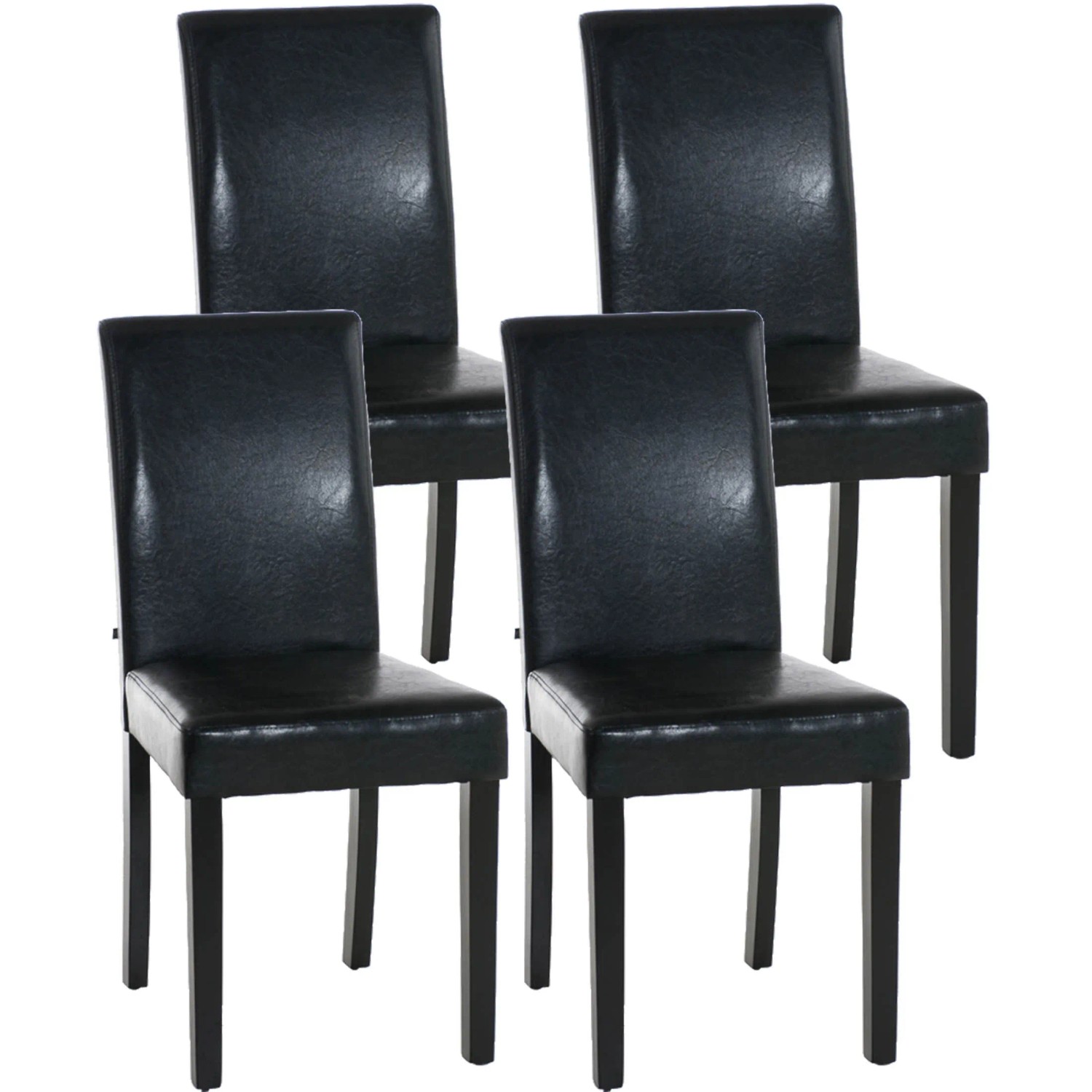 DELUKE 4er Set Esszimmerstuhl DALAN Kunstleder Schwarz 41x47x91cm Schwarz Essstühle Esszimmerstühle Küchenstühle Wohnzimmerstühle