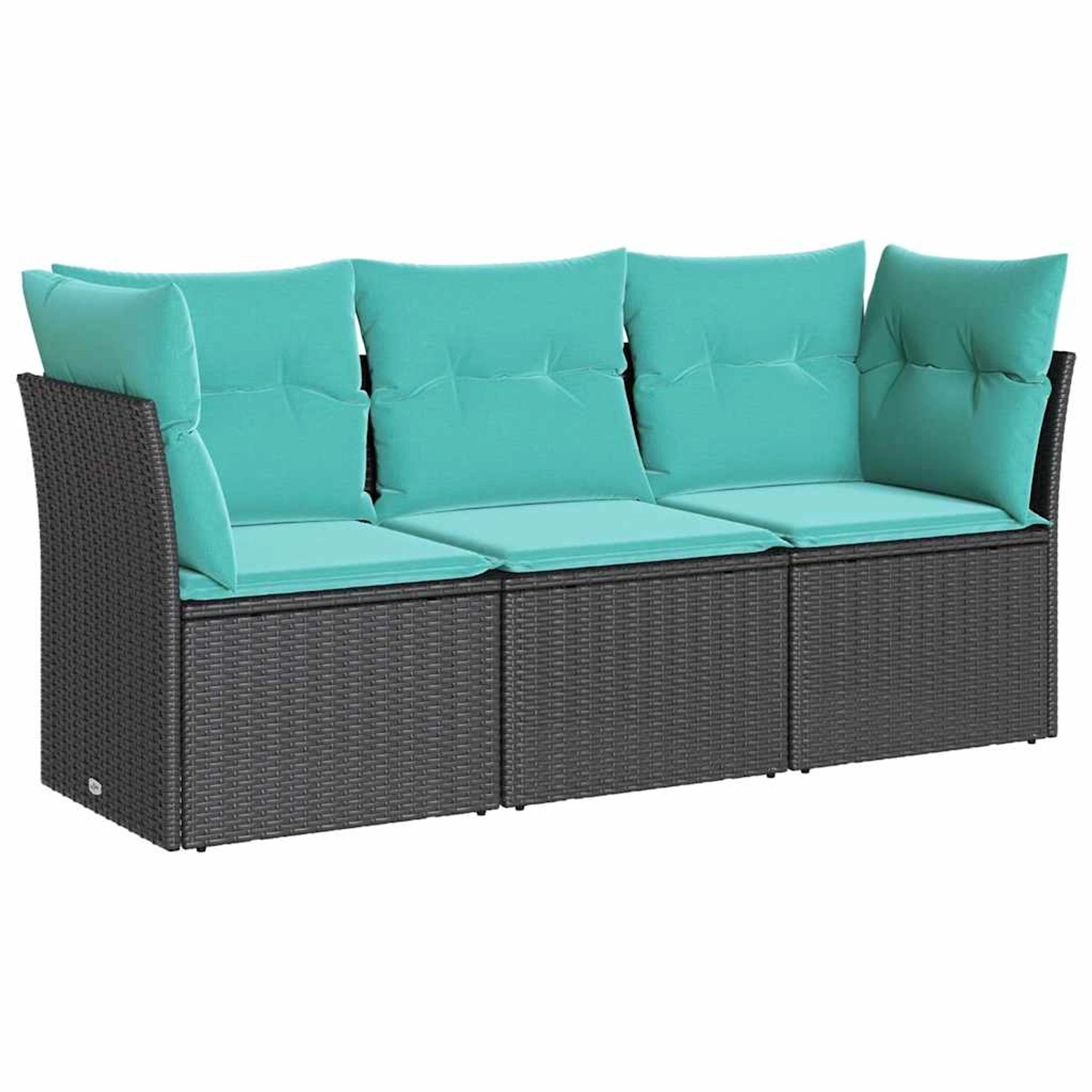 vidaXL 3-Tlg Garten-Sofagarnitur mit Kissen Schwarz Poly Rattan 3217207 günstig online kaufen