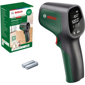 Bosch UniversalTemp Infrarot-Thermometer mit Verpackung und Batterien. Messwerkzeug für -30°C bis +500°C.