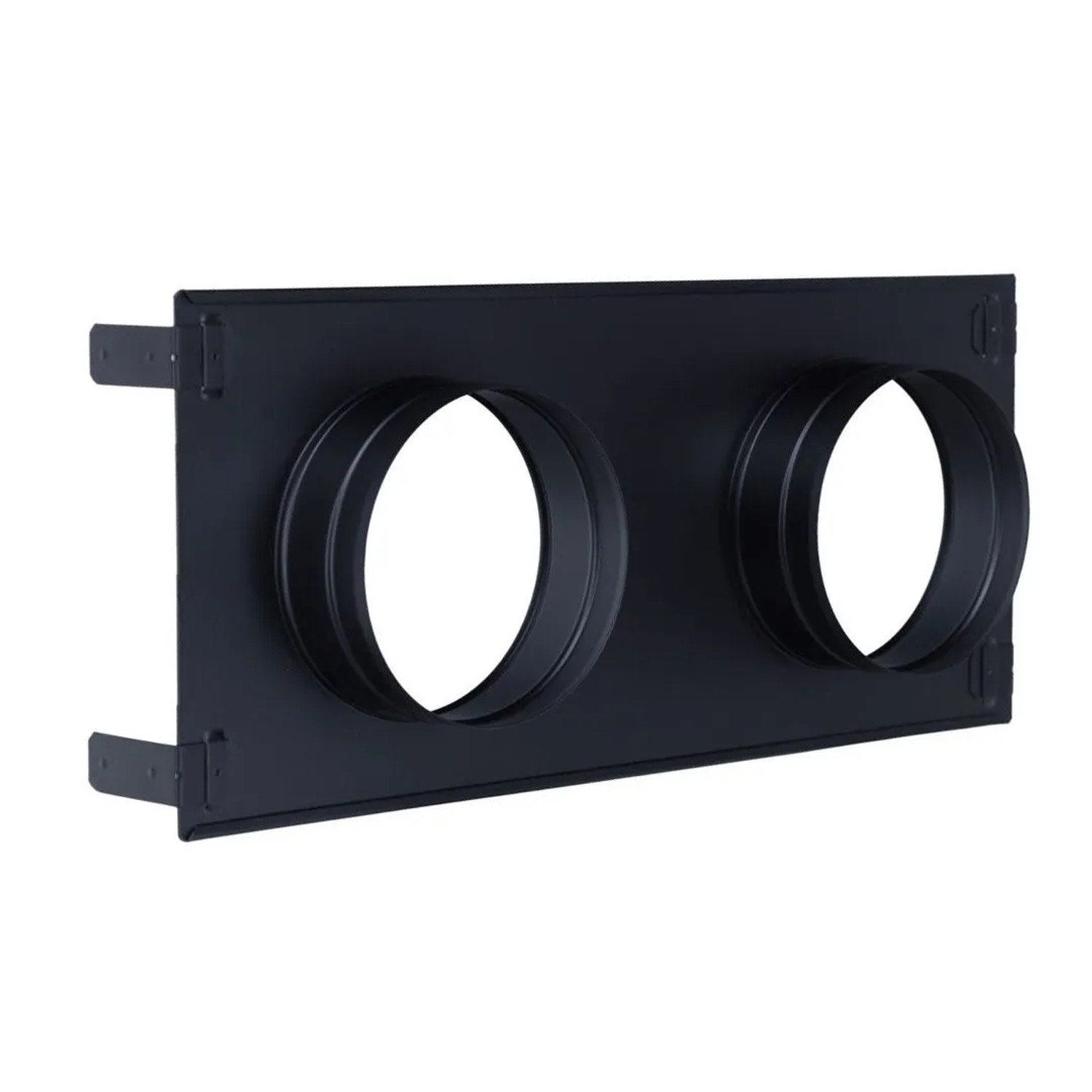 Subtiel Verstellbares Stutzenblech 450 x 220 mm Mit 2 Stutzen Ø 125 mm Schwarz