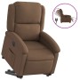 Brauner elektrischer Relaxsessel mit Aufstehhilfe und Stoffbezug. Komfortabler TV-Sessel für Senioren.