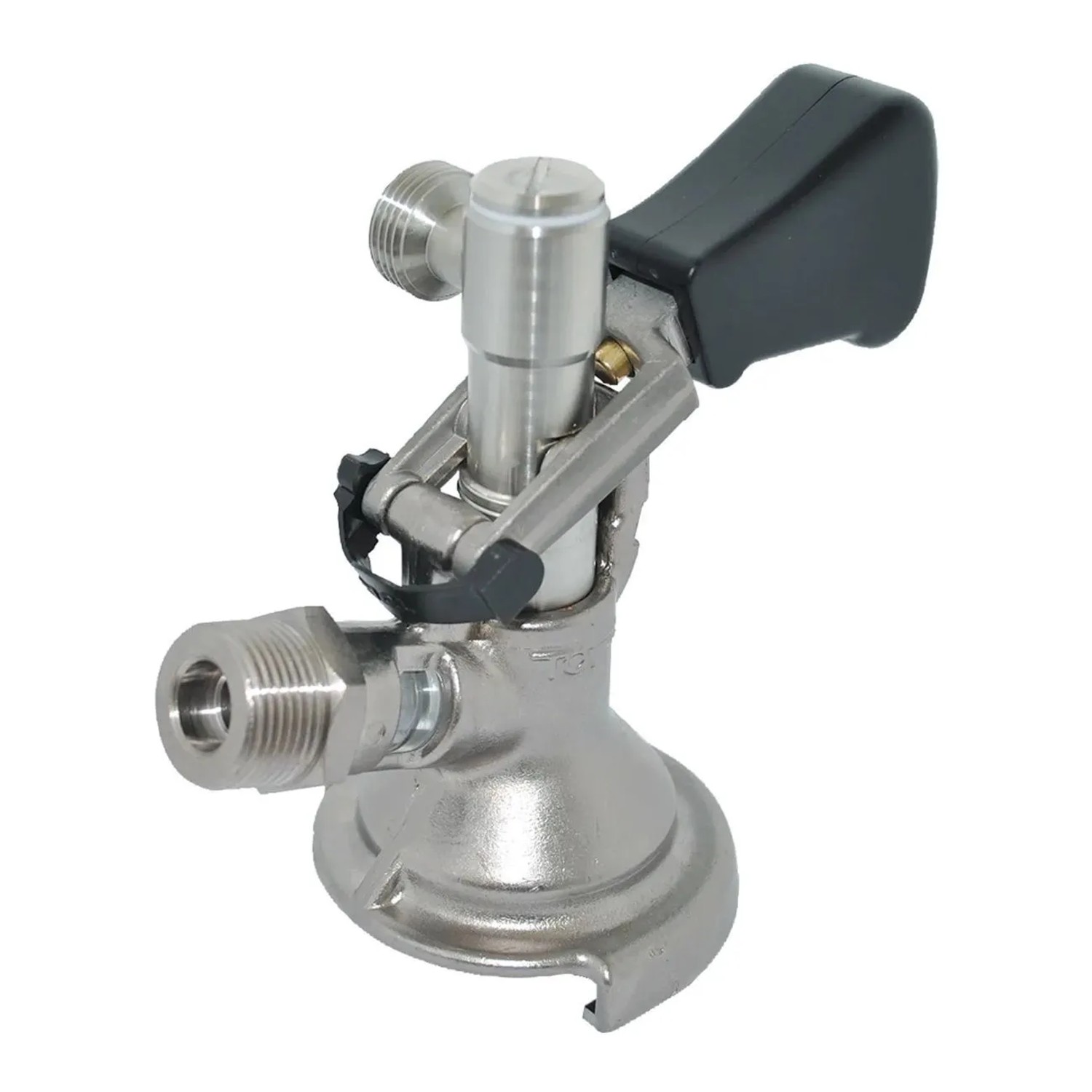 Ich-Zapfe Zapfkopf Kombi-Fitting Seitlicher Ausgang Thekenanstich Silber Metall