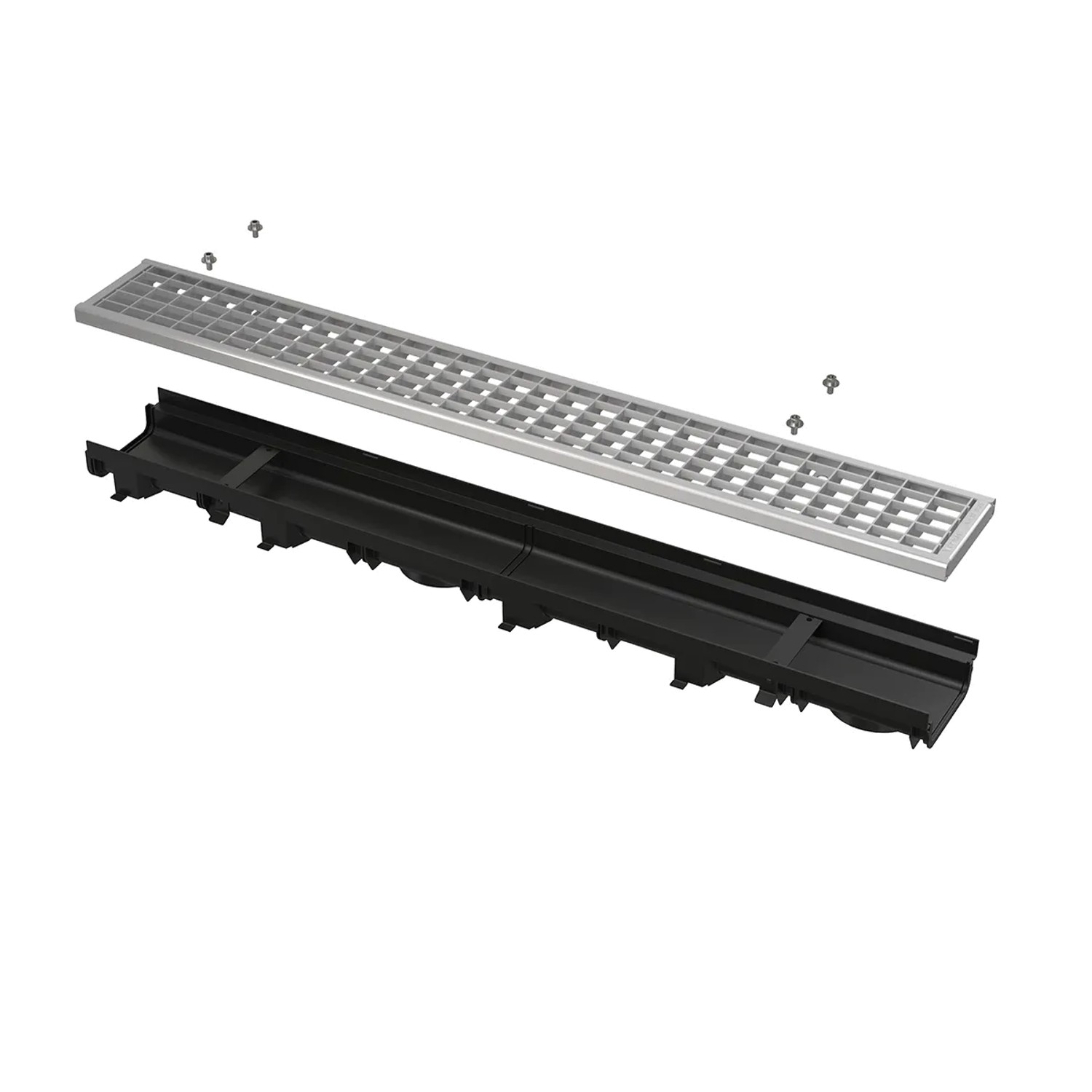 Alcadrain Entwässerungsrinne 60 mm mit Kunststoffrand und verzinktem Rost B125