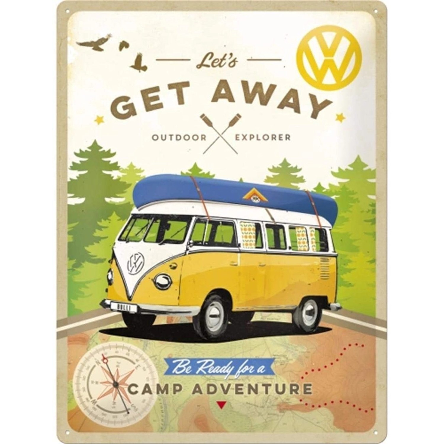 Nostalgic-Art Blechschild 30 x 40 cm - Volkswagen - VW Bulli Let's Get Away günstig online kaufen