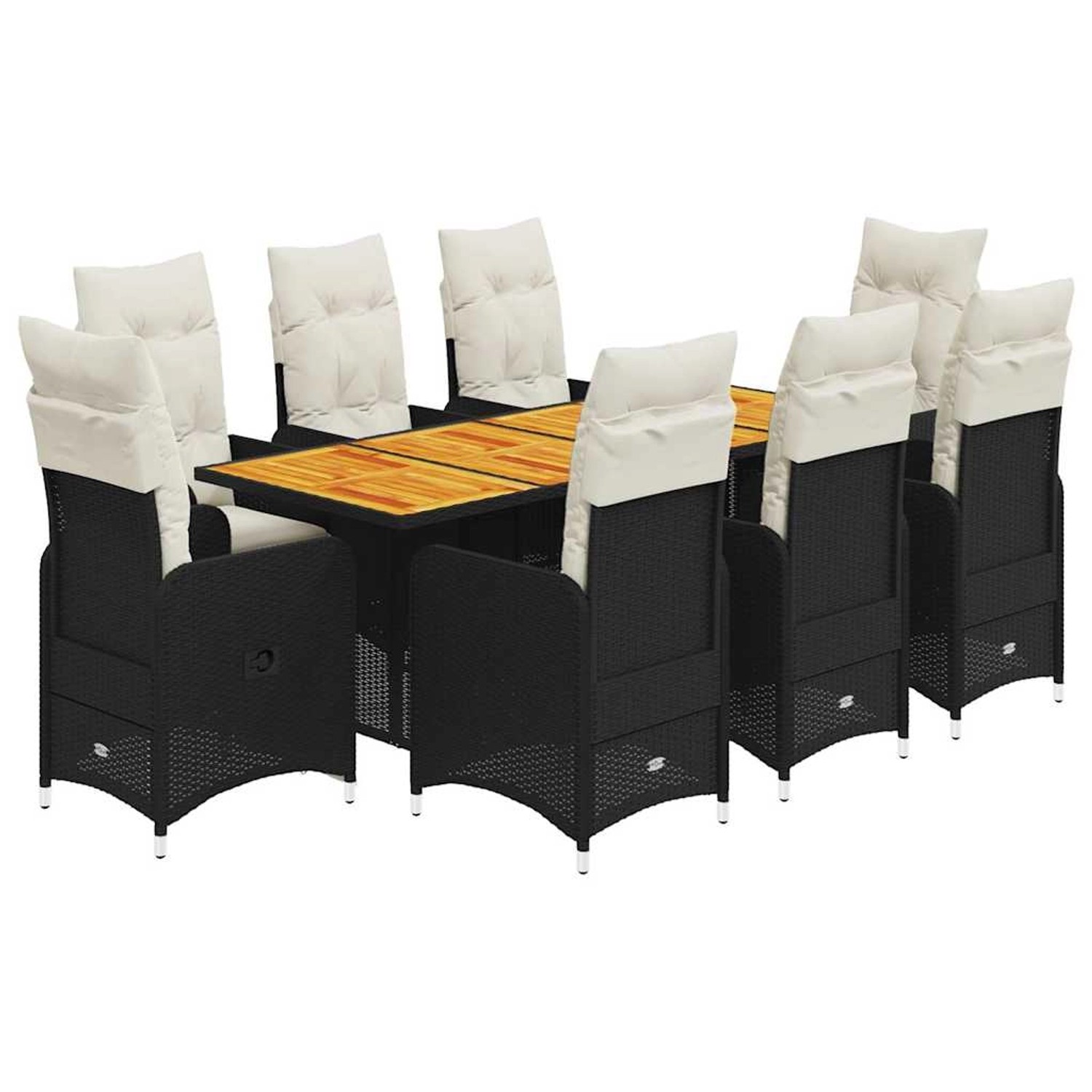 vidaXL 9-Tlg Garten-Bistro-Set mit Kissen Schwarz Poly Rattan 3276986 günstig online kaufen