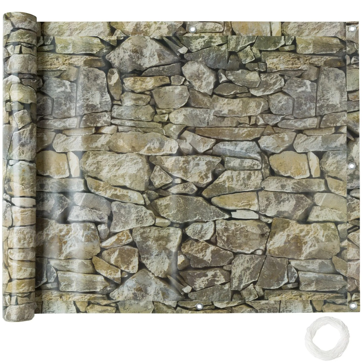 Tectake Balkonbespannung  Witterungsbeständig und Pflegeleicht Extrem Reißfest  600 x 90 x 0 50 cm Stein Optik