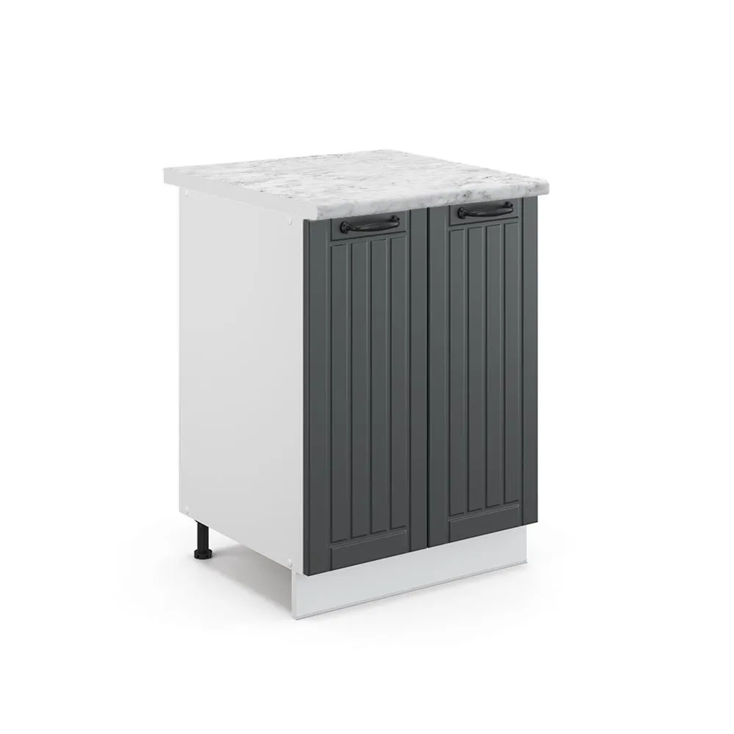 Vicco Küchenunterschrank Fame-Line Anthrazit Landhaus Weiß 60 cm AP Marmor