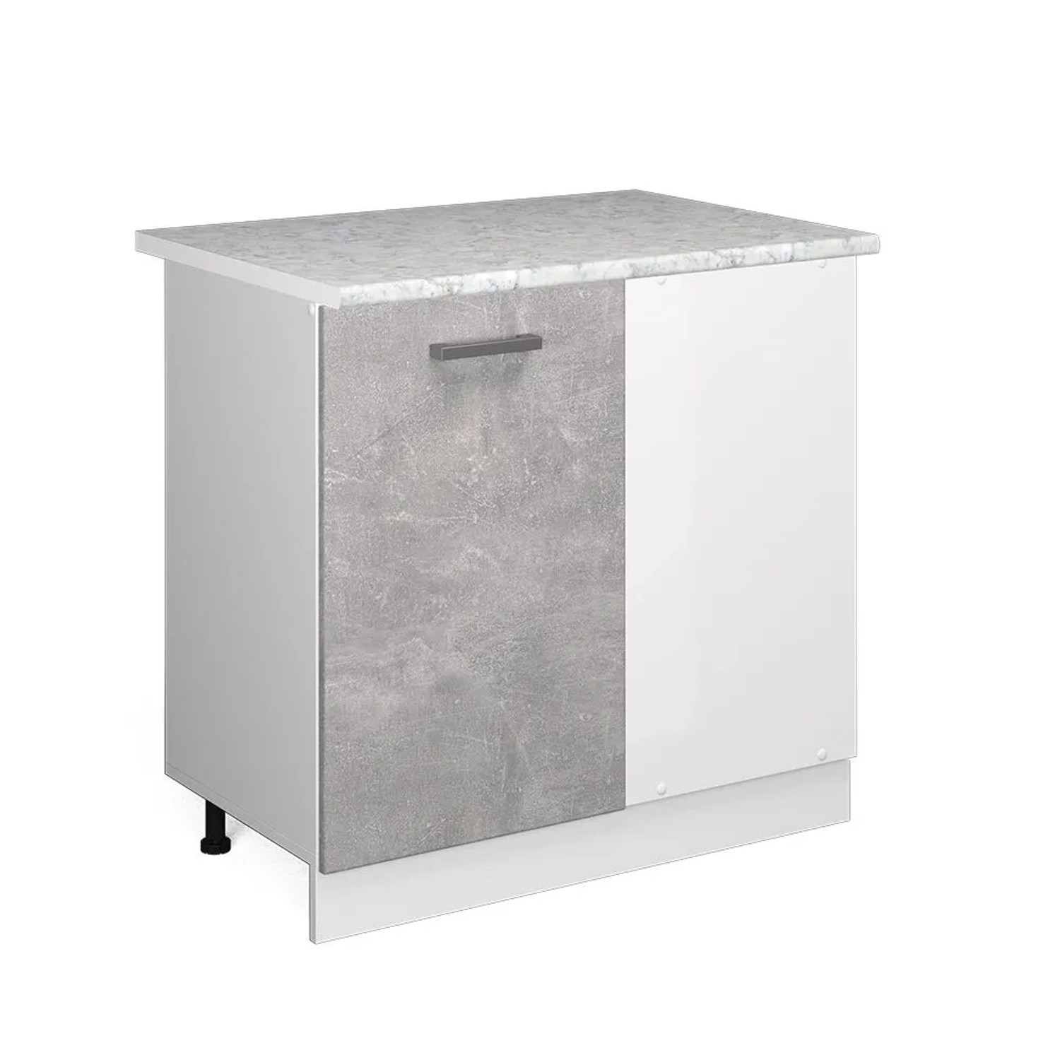 Vicco Eckunterschrank R-Line Küchen Eckschrank Beton Weiß 86 cm AP Marmor