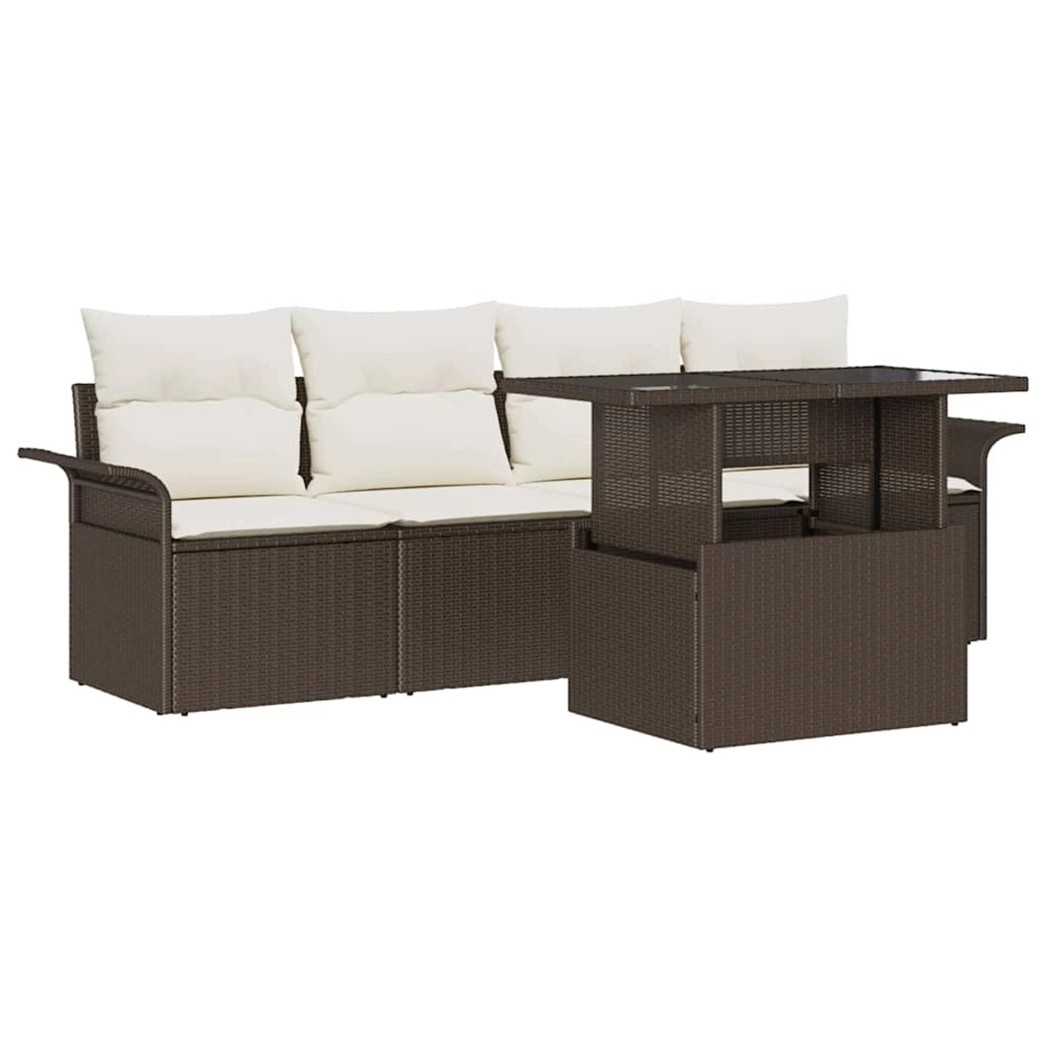 vidaXL Garten-Sofa-Set mit Kissen mit Speicher 5-Tlg Braun Poly Rattan 3356 günstig online kaufen