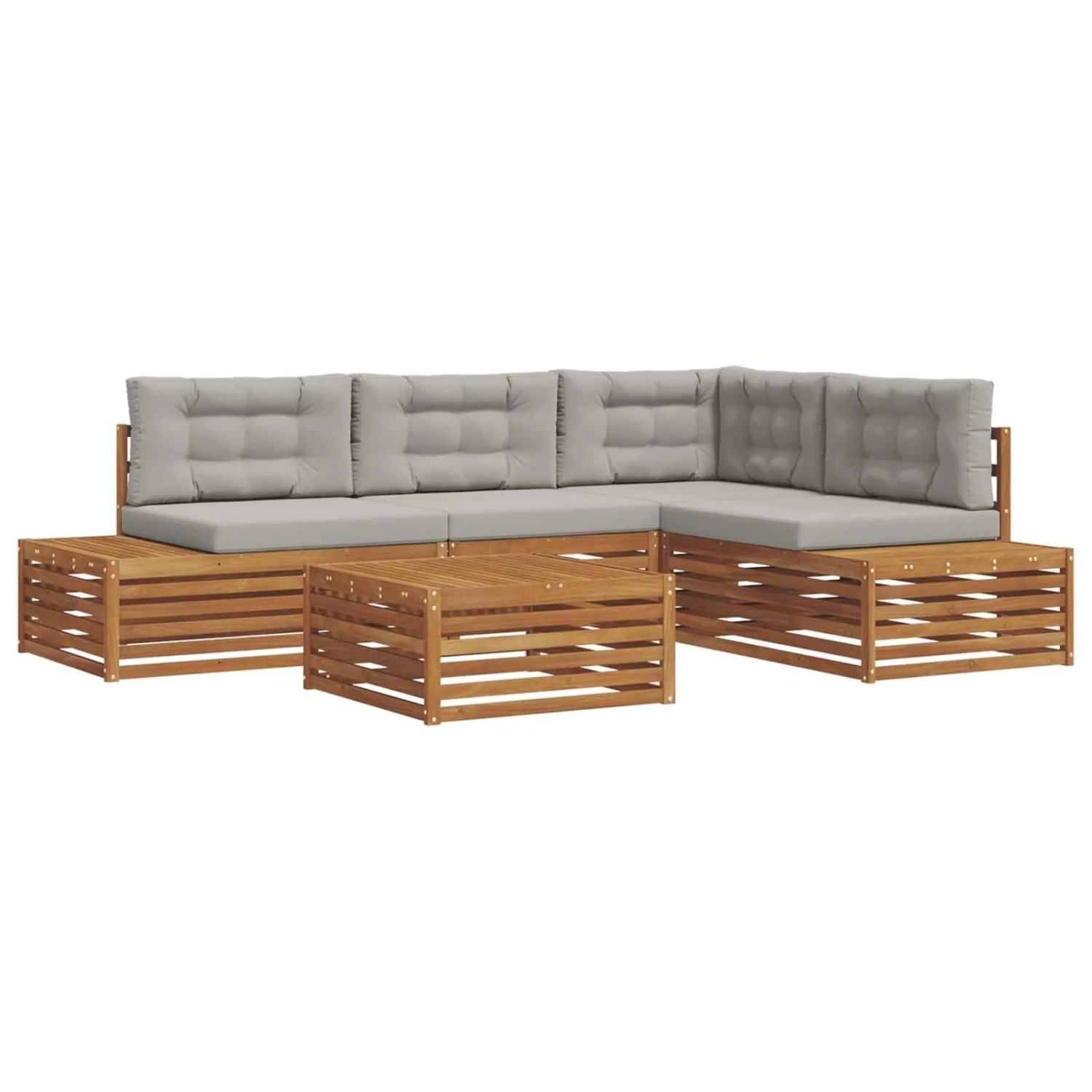 vidaXL Sofagarnituren mit Kissen 14-Tlg Natur und Hellgrau 3374096